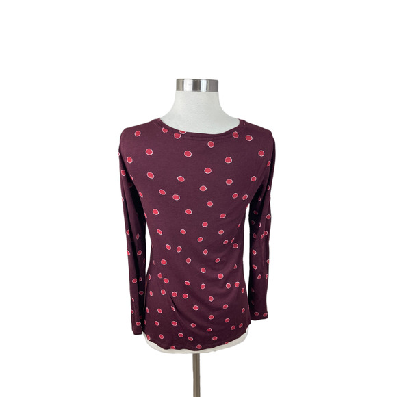 Boden US 4 Burgundy Polka Dot Tencel Cotton Knit Top - Picture 2 of 3